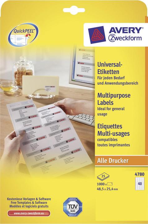 Actual product image Avery Universal labels