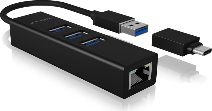 Immagine prodotto Icy Box Hub IcyBox 4 porte IB-HUB1419-LAN Hub e adattatore LAN USB 3.0 (USB-C, 4 Porti)