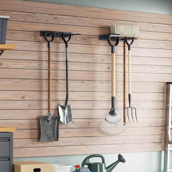 Produktbild vidaXL Gerätehalter Wandmontage Werkzeughalter Gerätehaken 2 Stk. Schwarz Stahl