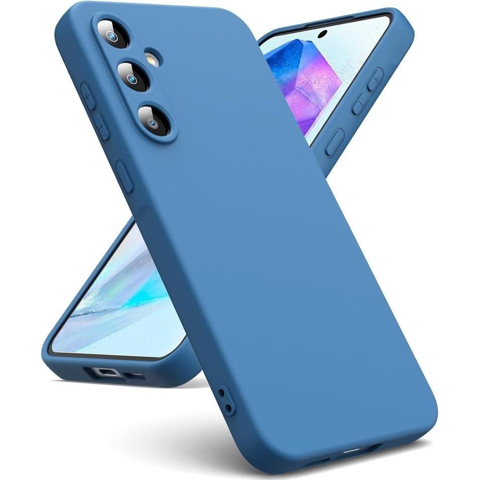 Screenguard Samsung Galaxy A55 5G Liquid Silicone Case Hülle (Samsung Galaxy A55), Smartphone Hülle, Blau