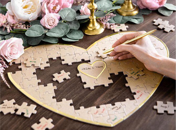 Image du produit Partydeco Accessoire de fête livre d'or coeur puzzle 45 x 35.5 cm, brun (1 pcs)