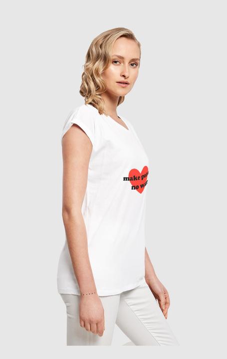Produktbild Merchcode Ladies Peace - Red Heart White Extended Shoulder Tee - 161435 (S)