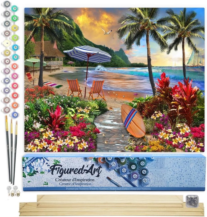 Image du produit Figured'Art Peinture par numéros - Palmier sur la plage