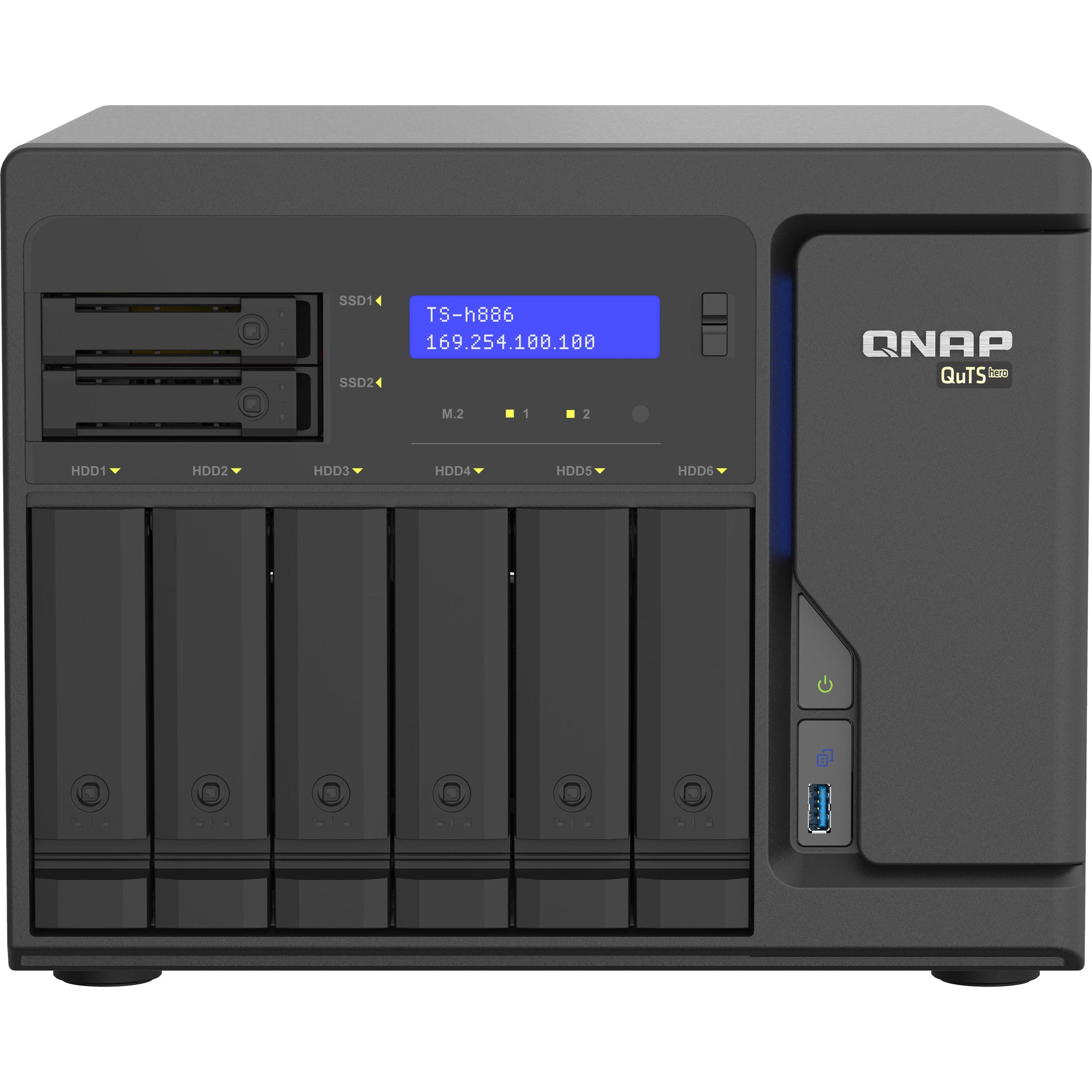 QNAP TS-h886-D1602-8G (0 TB), NAS, Schwarz