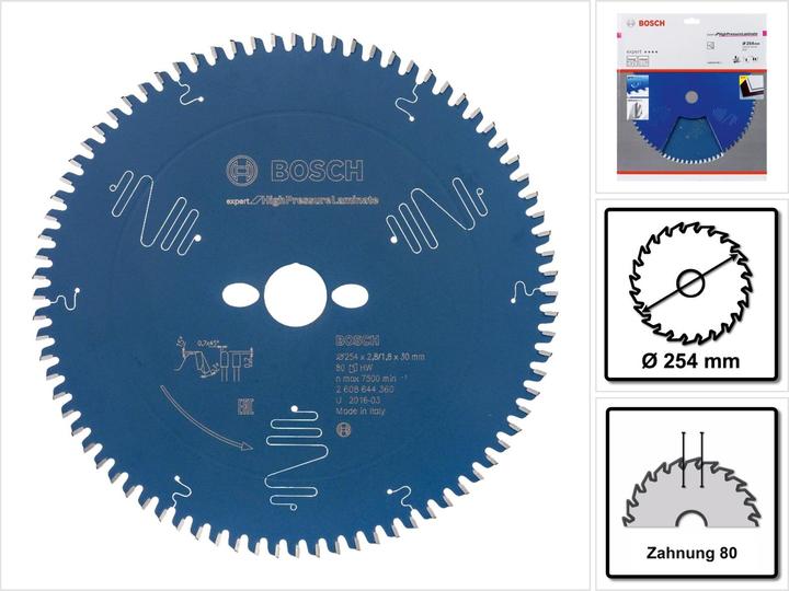 Image du produit Bosch Professional Zubehör Lame de scie circulaire Expert for High Pressure Laminate, 254 x 30 x 2,8 mm, 80