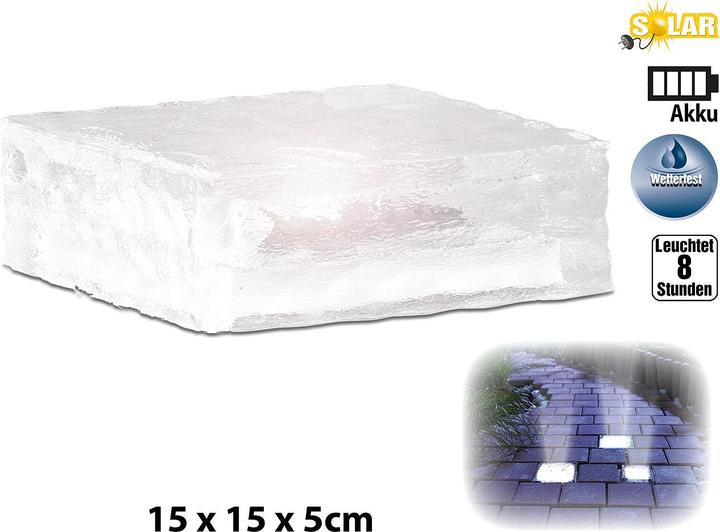 Produktbild Lunartec Solar LED Glasbaustein mit Lichtsensor (IP44)