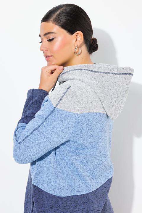 Produktbild Ulla Popken Strickfleece-Jacke, Colorblocking, Kapuze, Zipper (42, 44)