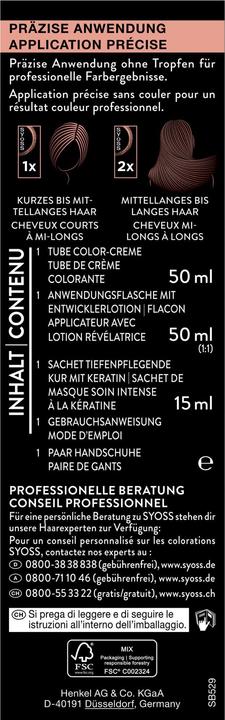 Nährwerte und Zutaten Syoss Coloration (5 29 Intensives Rot)