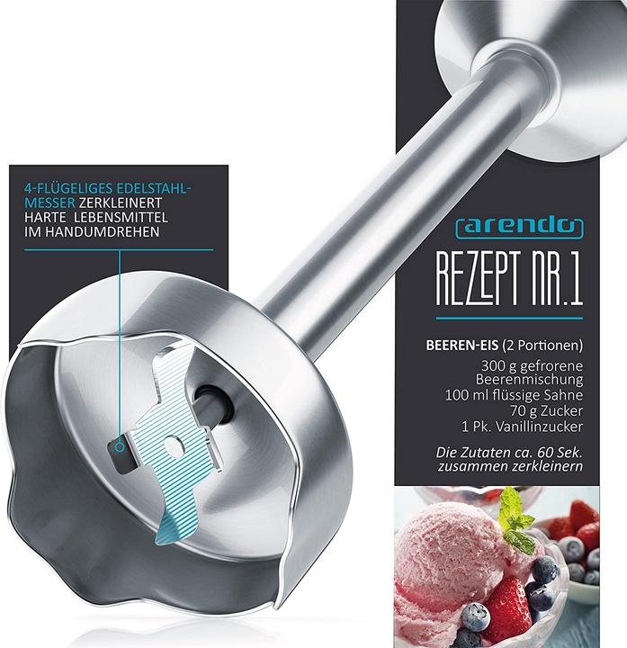 Image du produit Arendo Mixeur plongeant 1000 watts, A : Argent Acier inoxydable