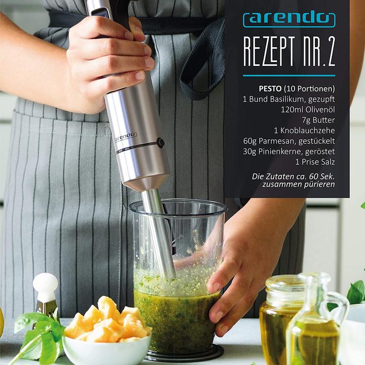 Image du produit Arendo Mixeur plongeant 1000 watts, A : Argent Acier inoxydable