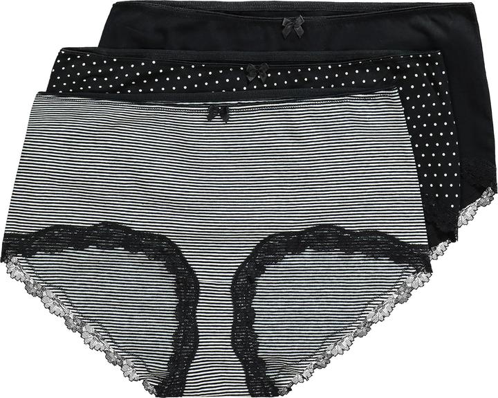 Produktbild Ulla Popken Hipster, 3er-Pack, Streifen / Punkte / uni (50, 52)