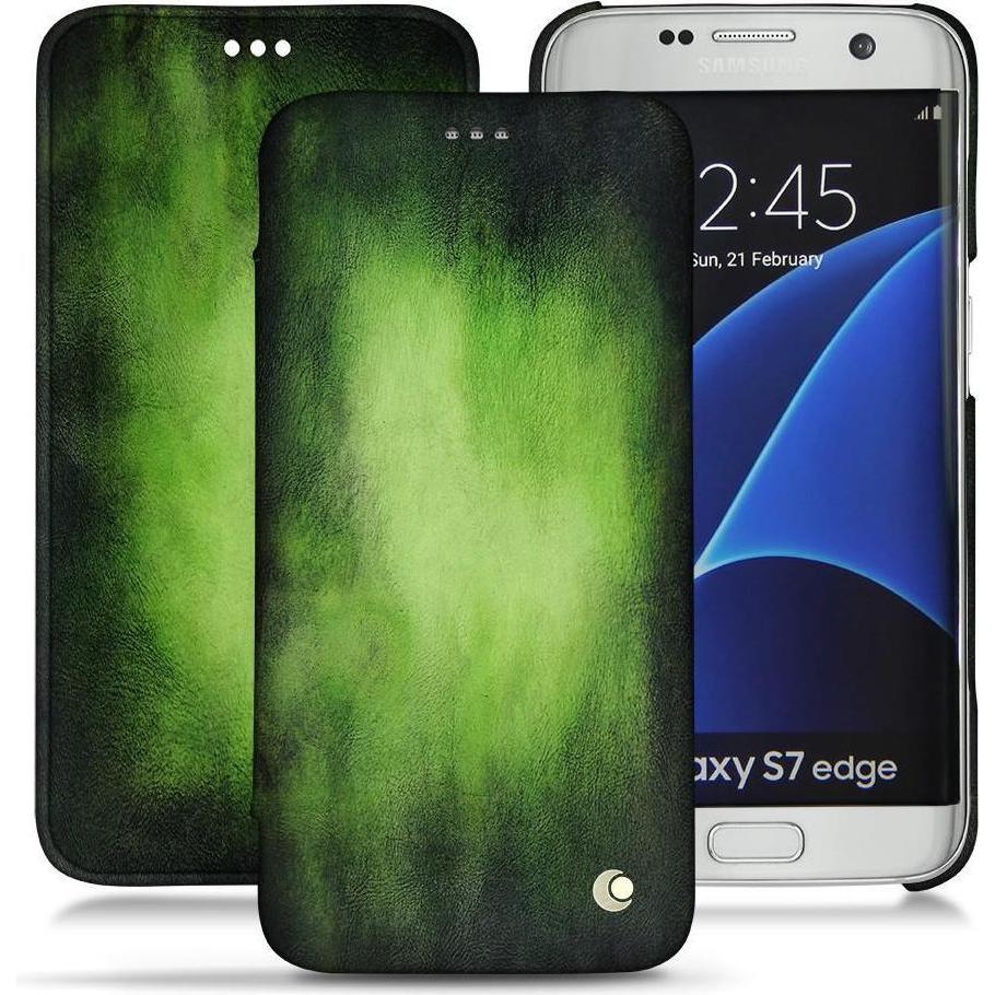 Noreve Lederschutzhülle horizontal (Samsung Galaxy S7 Edge), Smartphone Hülle, Grün