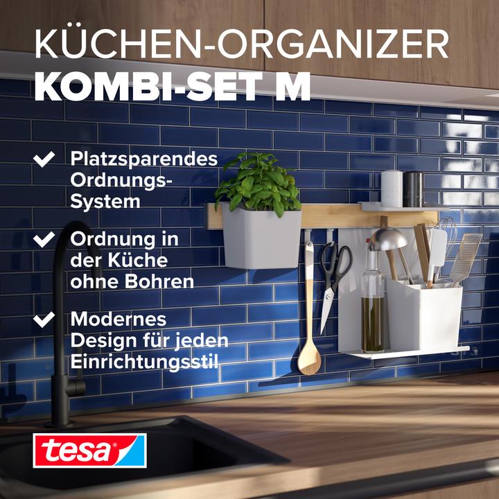 Image du produit tesa Organiseur de cuisine Combi-Set M à coller, montage sans perçage