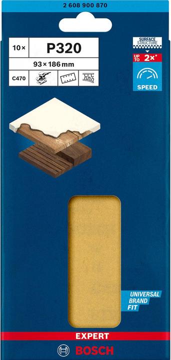 Actual product image Bosch Professional Zubehör EXPERT C470 Sandpaper with 8 holes for orbital sander, 93 x 186 mm, G 320, 10 pcs. (320)
