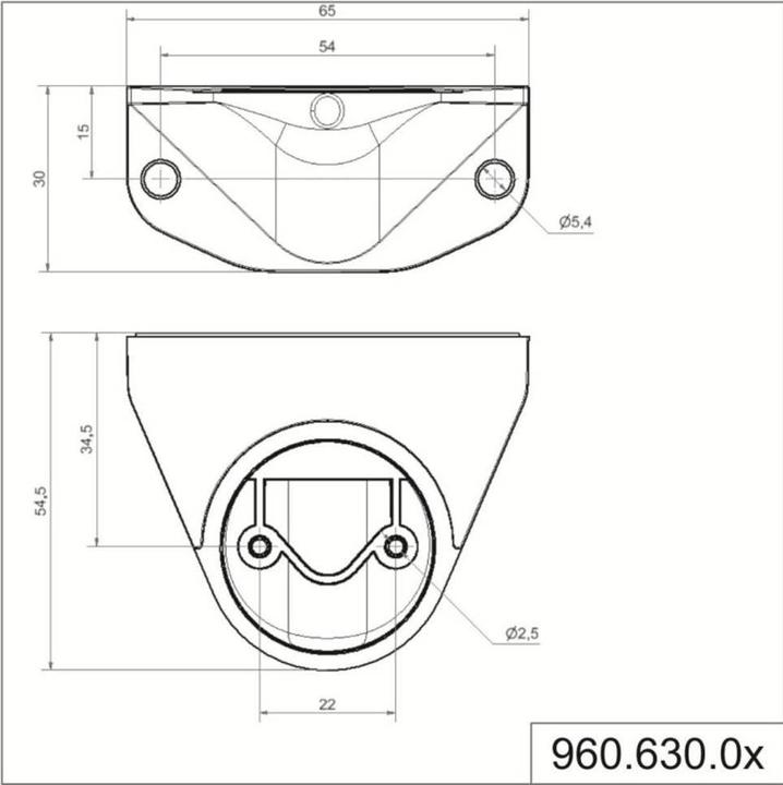 Actual product image Werma KS40 Bracket concealed cable entry Black