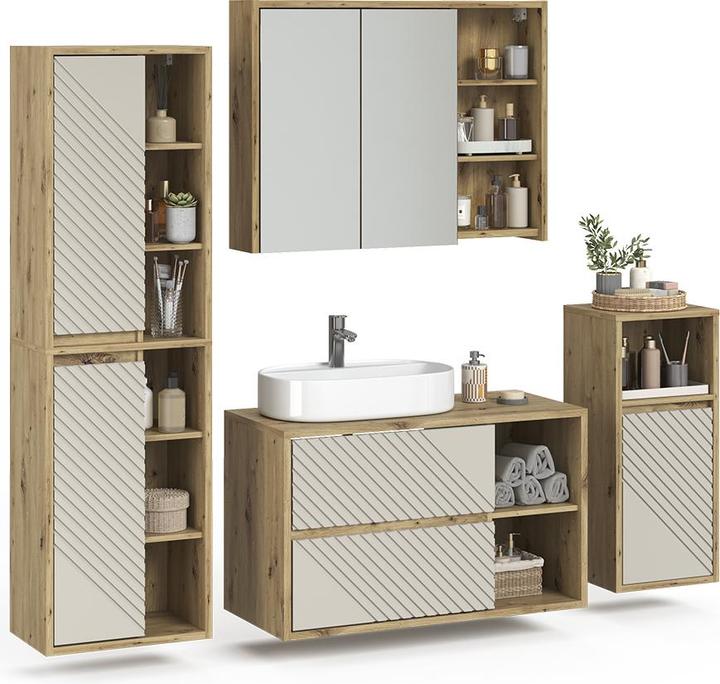 Produktbild Vicco Badmöbel-Set Viola, Artisan-Eiche, 4 Teile