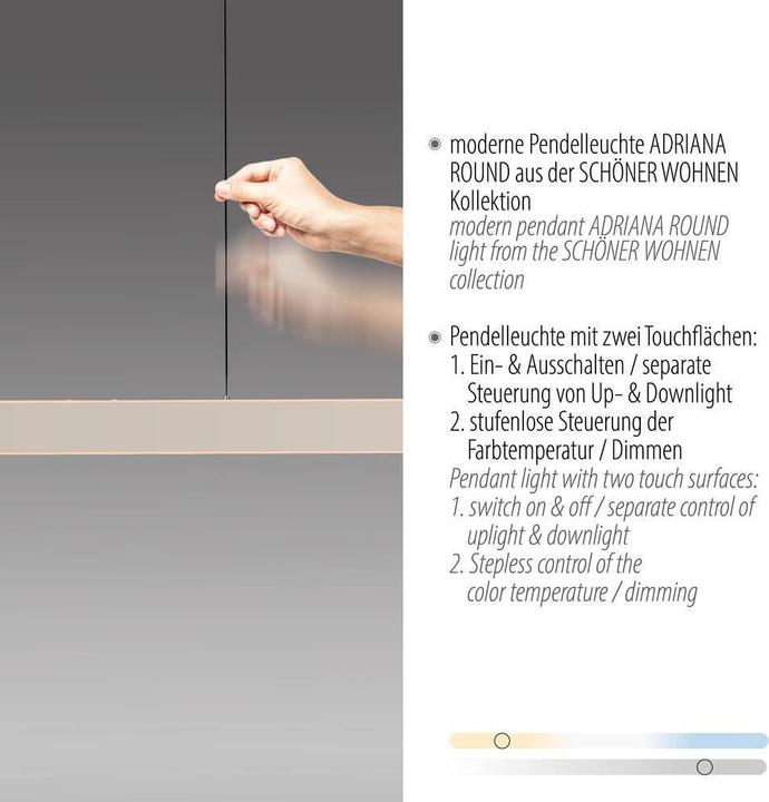 Produktbild Paul Neuhaus LED Pendelleuchte SW ADRIANA ROUND dimmbar Lichttemperaturwechsel höhenverstellbar (5760 lm)