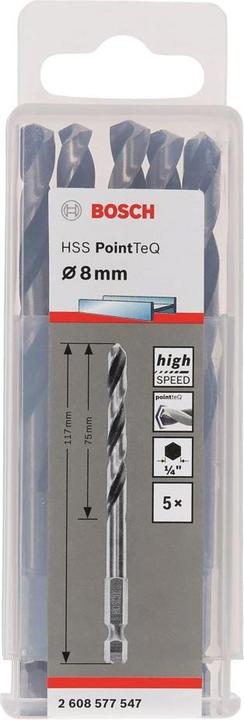 Produktbild Bosch Professional Zubehör HSS PointTeQ Sechskantbohrer 8,0 mm, 5-tlg. (8 mm)