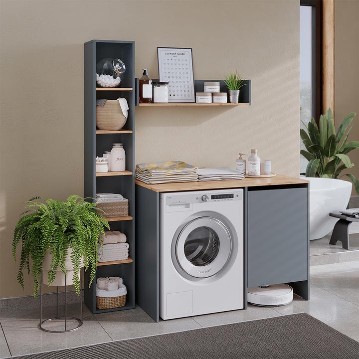 Actual product image Vicco Washing machine cabinet Viktor, Anthracite/Goldkraft oak, 119.6 x 88.2 cm with 1 door