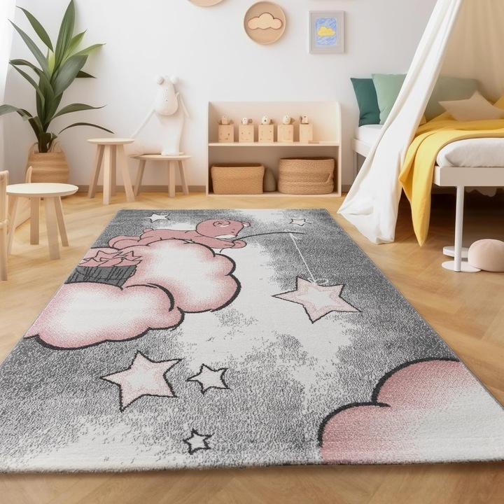 Produktbild Paco Home Kinderteppich Schmetterlinge Karo-Muster Bunt (200 x 290 cm)