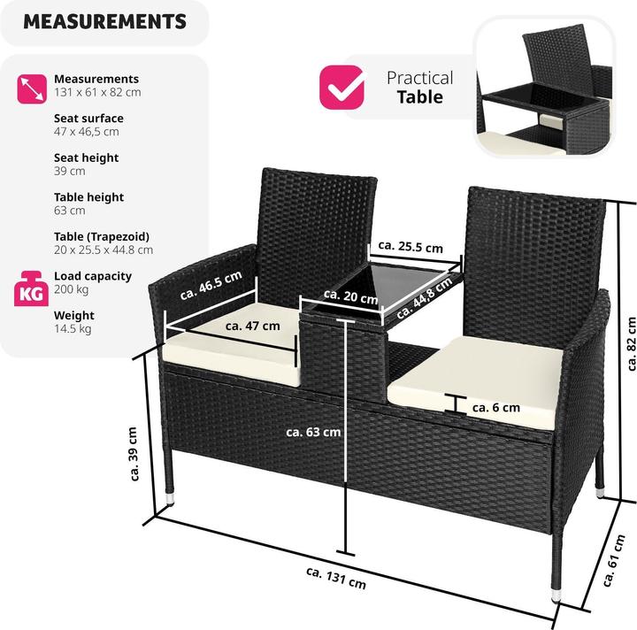 Image du produit tectake Banc de jardin