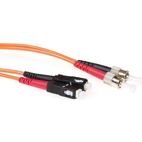 Thumbnail - ACT 0.5 meter LSZH Multimode 50/125 OM2 fiber patch cable duplex with SC and ST connectors (CAT7, 0.50 m), Netzwerkkabel