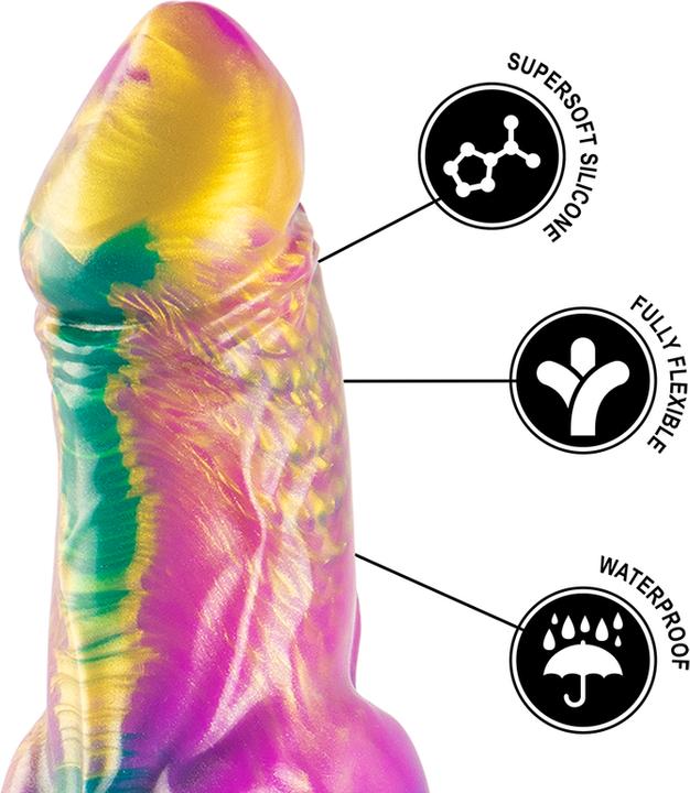 Actual product image Epic Iris Dildo With Rainbow Coloured Testicles Of Pleasure