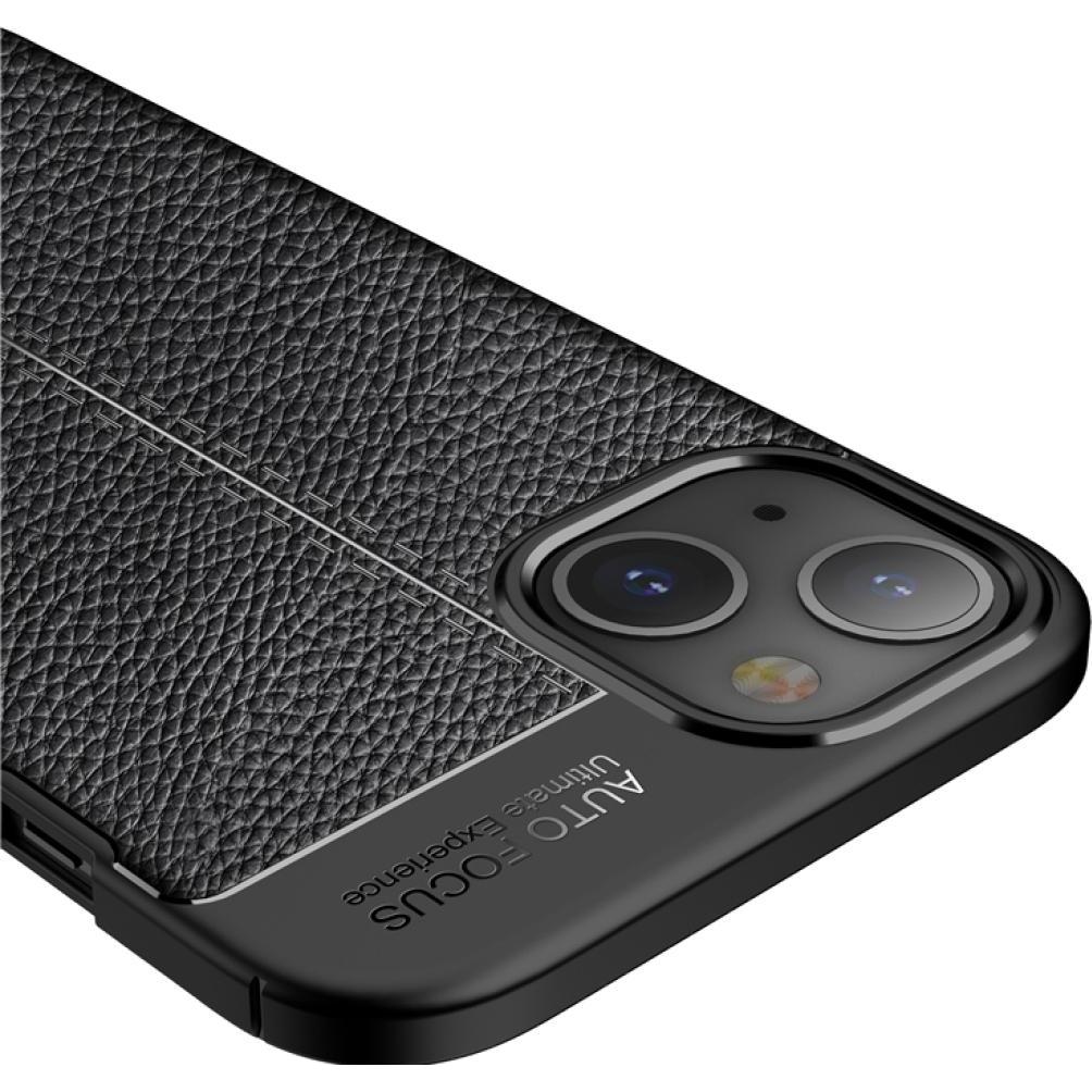 Thumbnail - Screenguard Apple iPhone 14 Plus Hülle Leather Design TPU Cover (Apple iPhone 14 Plus), Smartphone Hülle, Schwarz