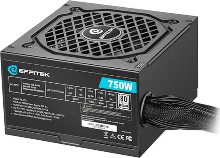 Actual product image Effitek Netzteil 750W Silver ATX 3.1, PCI 5.1 (750 W)