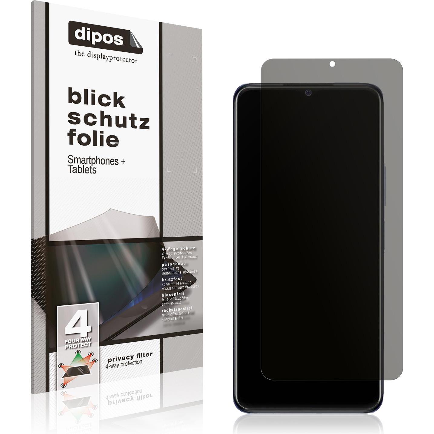 Dipos Blickschutzfolie 4-Way Privacy (1 Stück, Vivo Y21), Smartphone Schutzfolie, Transparent