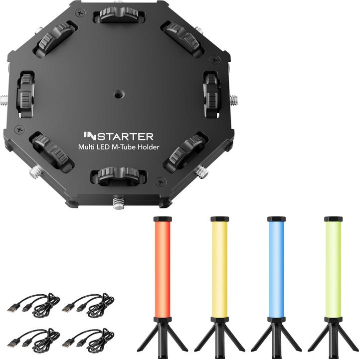 Produktbild Wiltec Spectar RGB LED Stab + Halterung 4er Set Studiolicht Multi Tube Holder