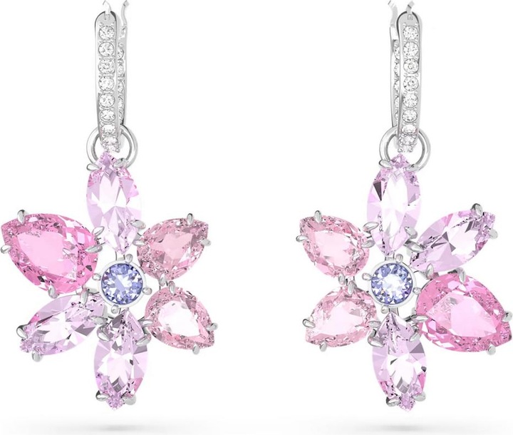 Swarovski Orecchini a goccia Gema con vari tagli di fiori rosa (Metallo Swarovski)