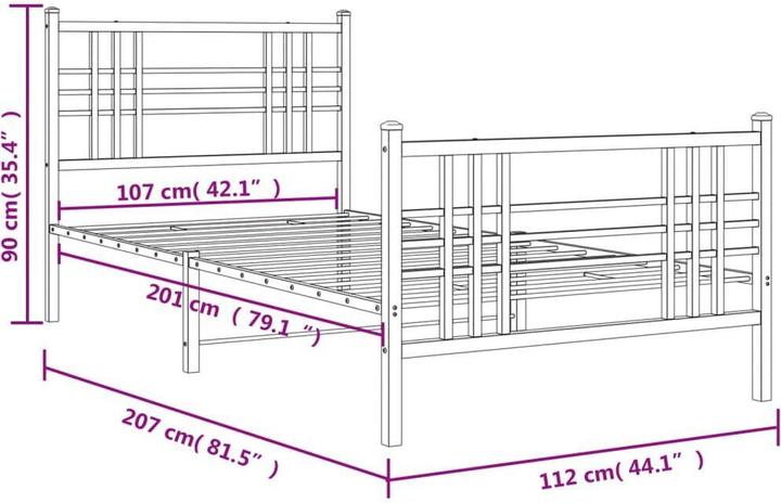 Image du produit vidaXL Bettgestell (107 x 203 cm)
