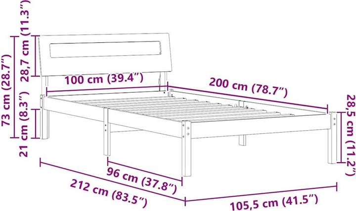 Produktbild vidaXL Plattformbett (100 x 200 cm)