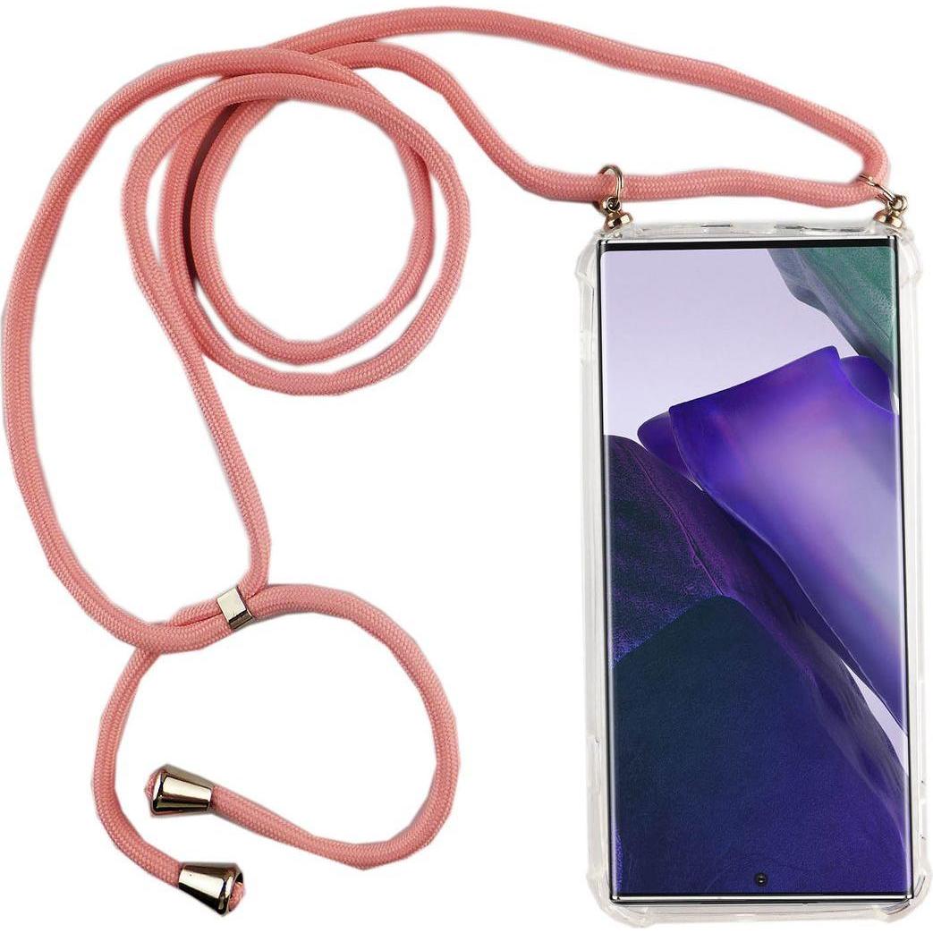 König Design Handykette für Samsung Galaxy Note 20 Ultra Hülle mit Band zum umhängen Rosa Neu, Handykette, Transparent