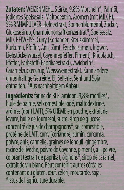 Nährwerte und Zutaten Knorr Suprême Morchel Sauce