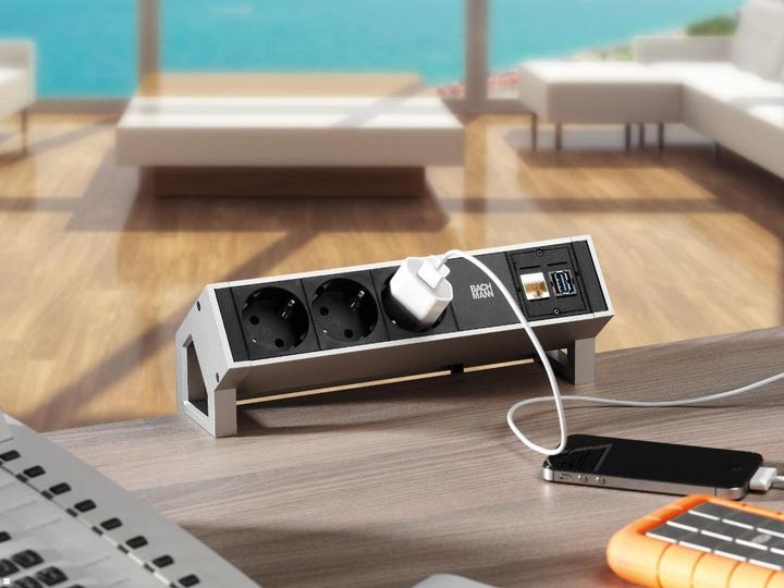 Produktbild Bachmann 902902 DESK2 2xfach 1xUSB C 30W Charger 0,2m (2 x, CEE 7/3, 0.20 m)