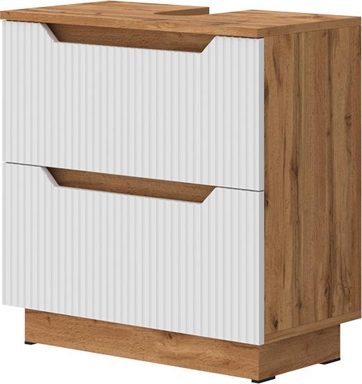 Oak/white striped, White