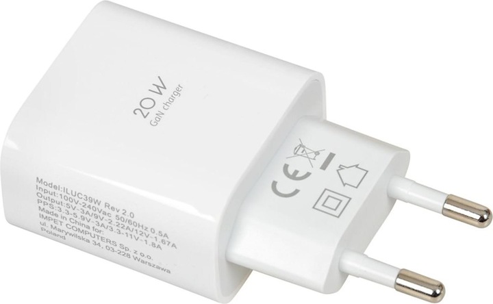 Actual product image iBox ŁADOWARKA SIECIOWA I-BOX C-39 USB-C PD20W Z KABLEM (20 W)