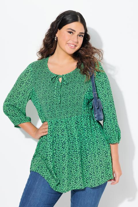 Produktbild Ulla Popken Smokbluse, Blüten, A-Linie, Rundhals, 3/4-Arm (42, 44)