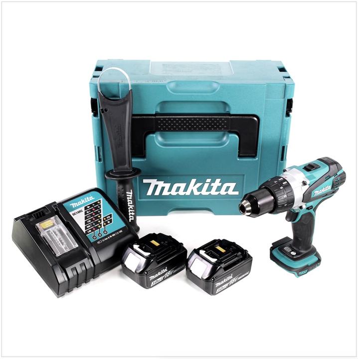 Produktbild Makita DDF 458 RFJ 18V Akku Bohrschrauber 91 Nm im Makpac mit 2x 3,0 Ah Akku und Ladegerät