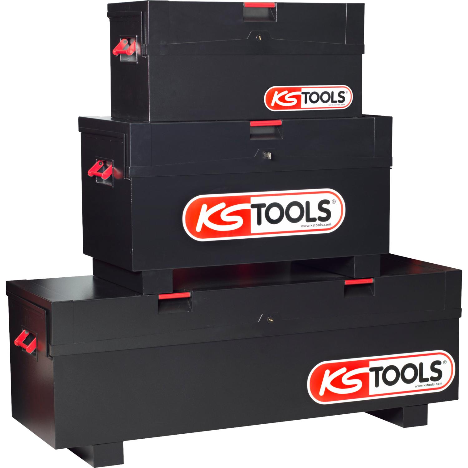 KS Tools, Werkzeugwagen + Montagewagen, Stahlblech-Werkzeugtruhe, schwarz, HxB 595x650 mm, Länge 1120 mm (1 x)