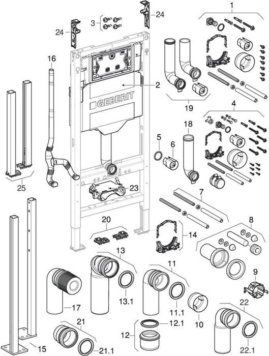 Produktbild Geberit GE Duofix Element f. WWC, 112 cm mit Sigma UP-SPK 12 cm