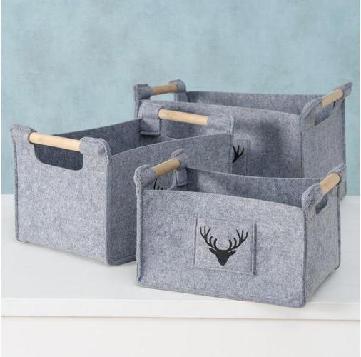 Actual product image Boltze Home Storage Basket Karly Set of 3, Gray (3 x, 50 x 35 x 31.5 cm)