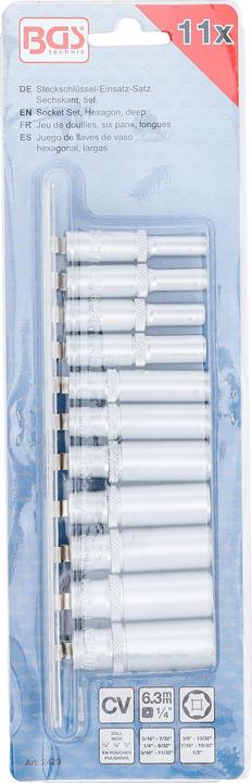Produktbild BGS Steckschlüssel-Einsatz-Satz Sechskant, tief 6,3 mm (1/4") Zollgrössen 11-tlg. (1/4")