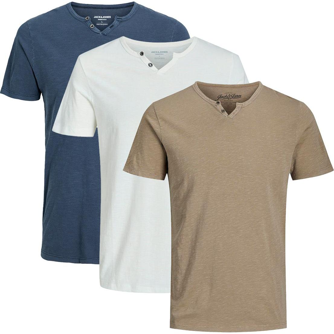 Jack & Jones, Herren, Shirt, 3er Pack Split T-Shirt, Blau, (M)