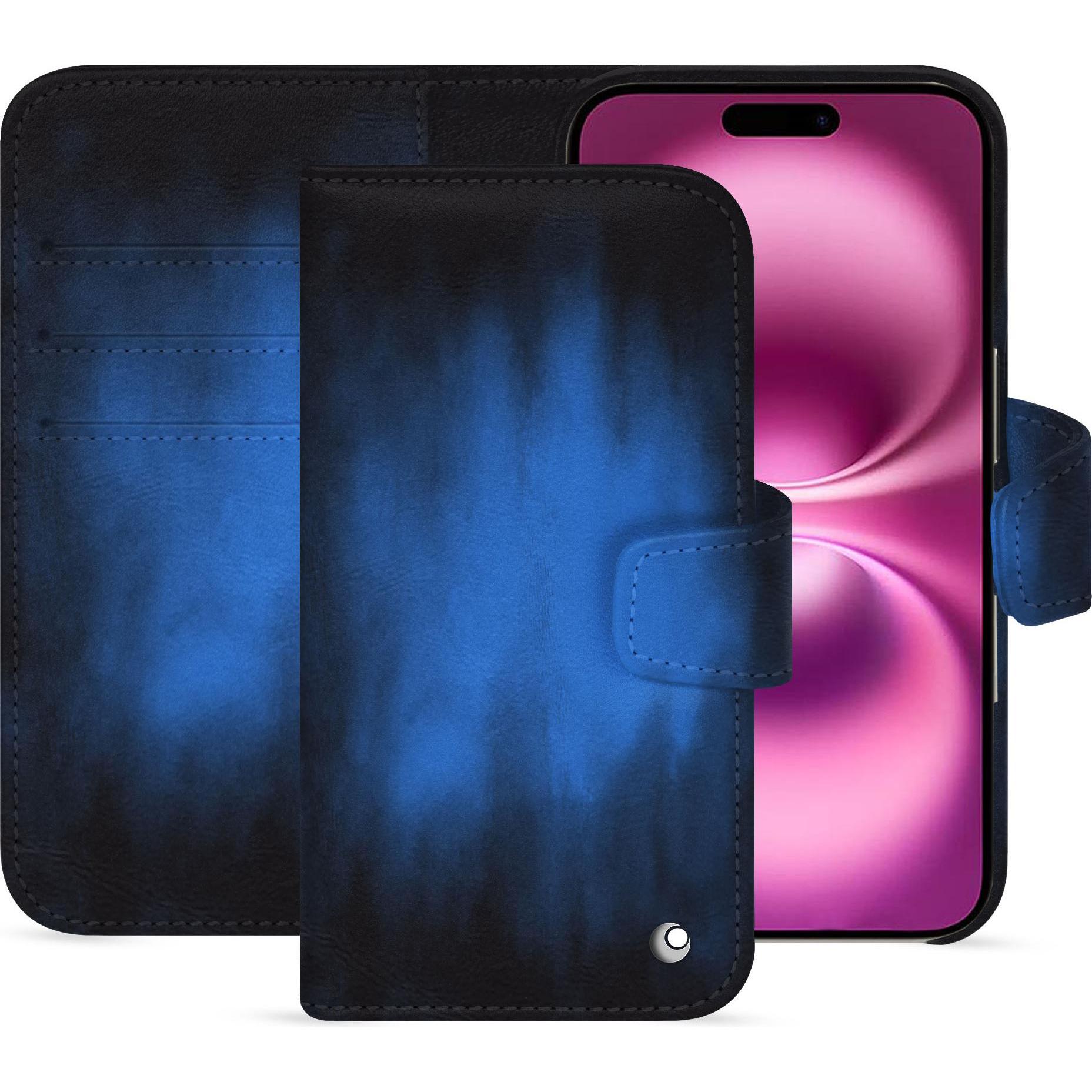 Noreve Lederschutzhülle Apple iPhone 16 Plus (Apple iPhone 16 Plus), Smartphone Hülle, Blau