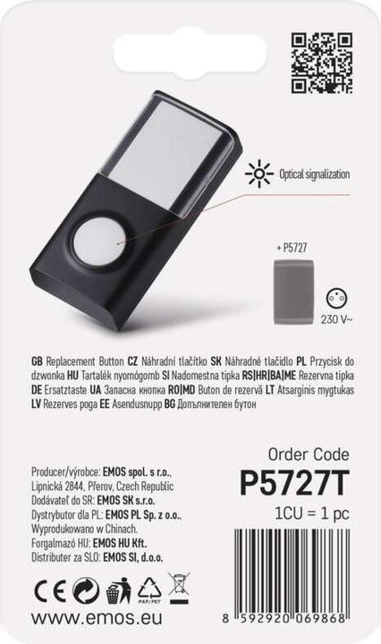 Actual product image Emos Replacement button for wireless doorbell P5727 (Wireless)