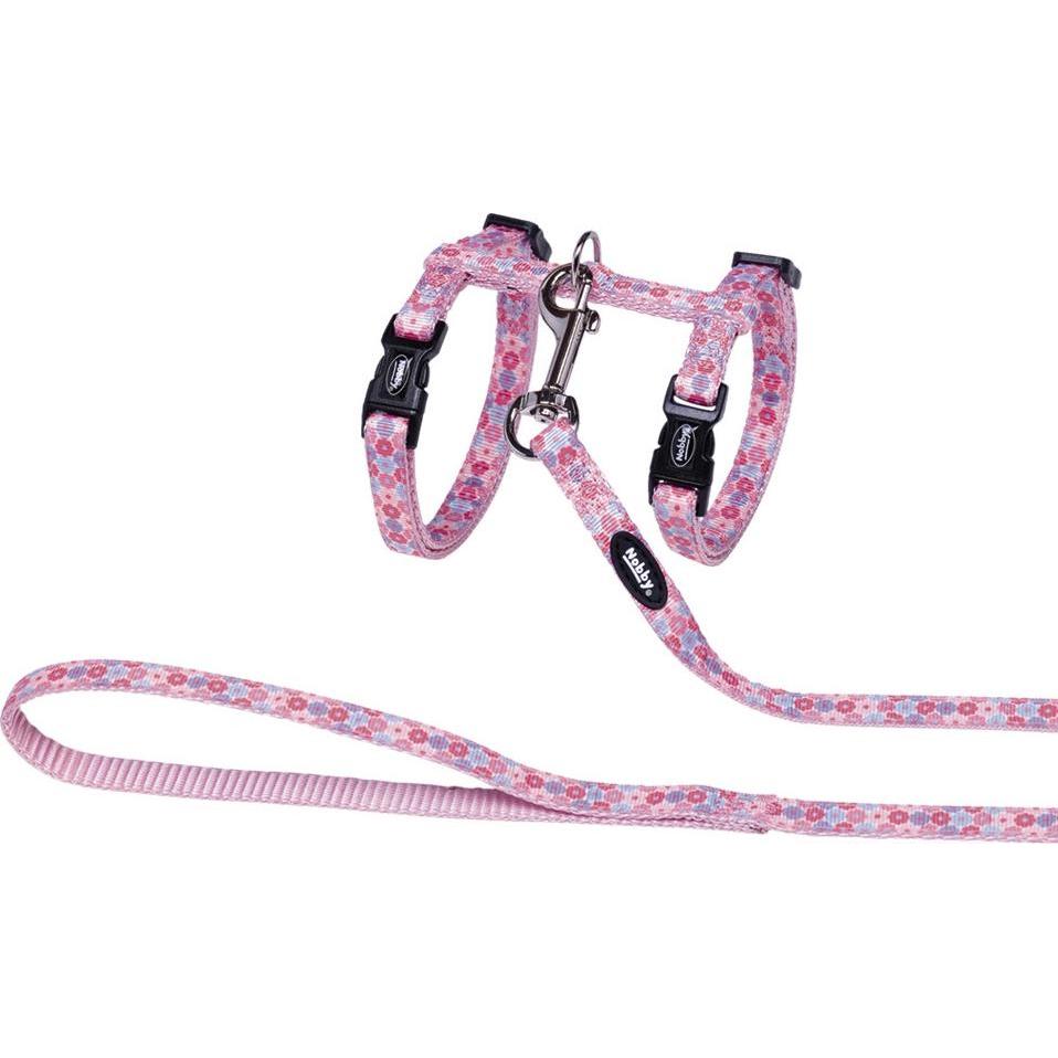 Nobby Katzengarnitur Flower Pink (Katze), Halsband + Leine