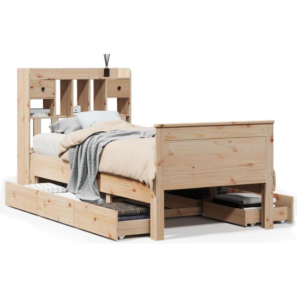 VidaXL, Bett, Massivholzbett Holzbett Bett Einzelbett Bettgestell 75x190cm Kiefernholz (75 x 190 cm)